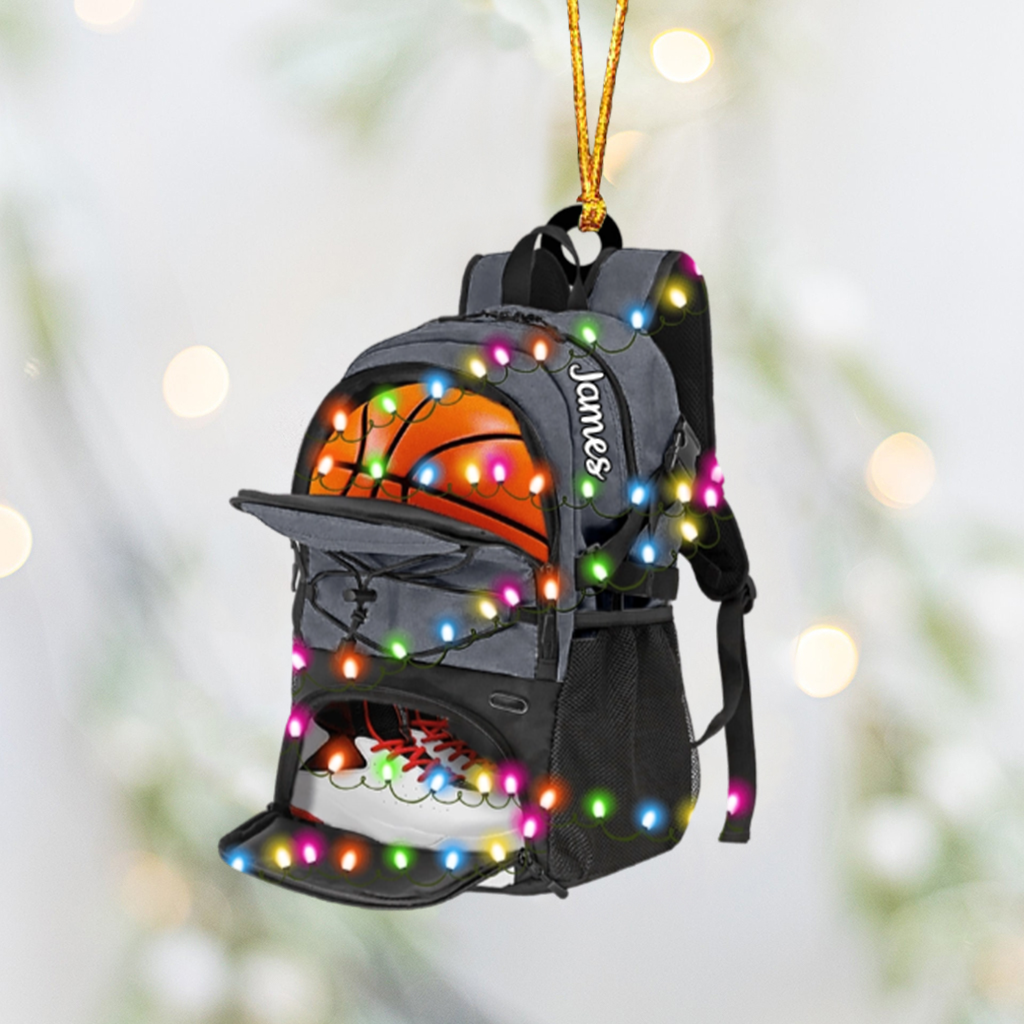 Personalized Basketball Bag Christmas Acrylic Ornament, Gift for Basketball Players