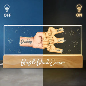 Personalized Family Fist Bump Acrylic LED Night Light Gift For Dad, Grandpa