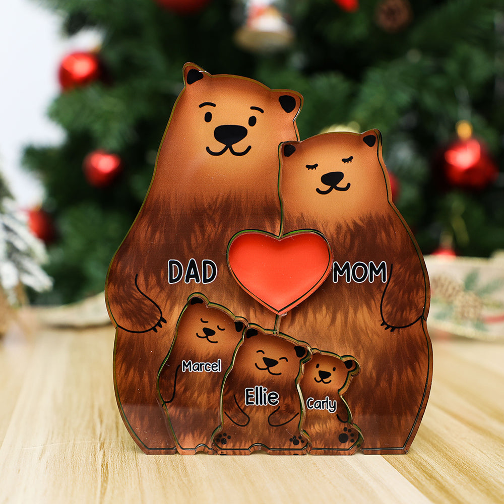 Personalized Bear Family Acrylic Art Puzzle Gift For Family