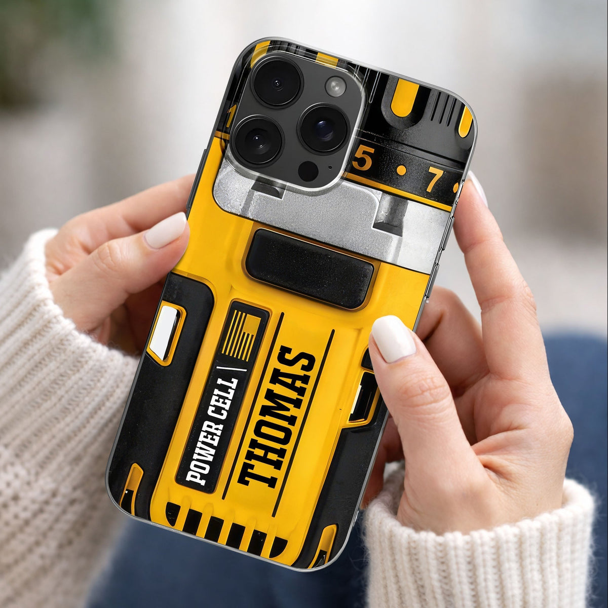 Power Cell Drill Case, Personalized Clear Phone Case, Gift For Dad