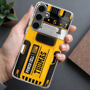 Power Cell Drill Case, Personalized Clear Phone Case, Gift For Dad