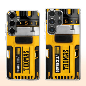 Power Cell Drill Case, Personalized Clear Phone Case, Gift For Dad