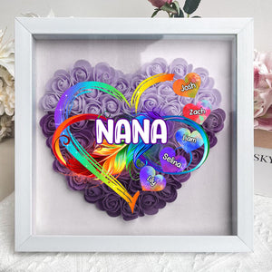Personalized Grandma Grandkids Infinity Love Rainbow Flower Shadow Box