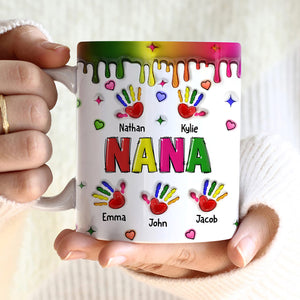 Personalized Colorful Grandma Mom Handprint Mug