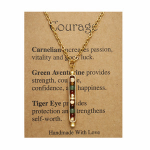 Small Stone Bead Pendant Card Necklace, Amethyst Collar Chain