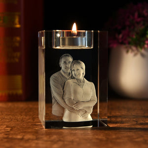 Personalized 3D Photo Engraved Crystal Candelabra