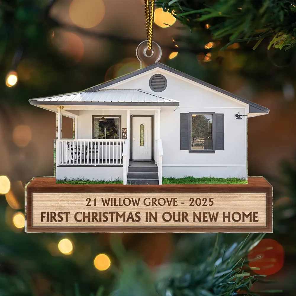 Cutout Photo First Christmas In Our New House - Personalized Acrylic Ornament