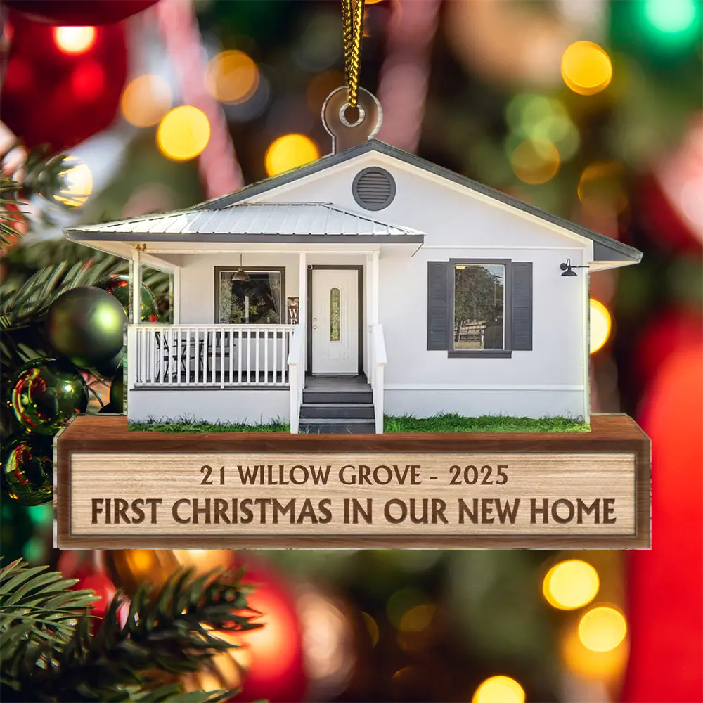 Cutout Photo First Christmas In Our New House - Personalized Acrylic Ornament
