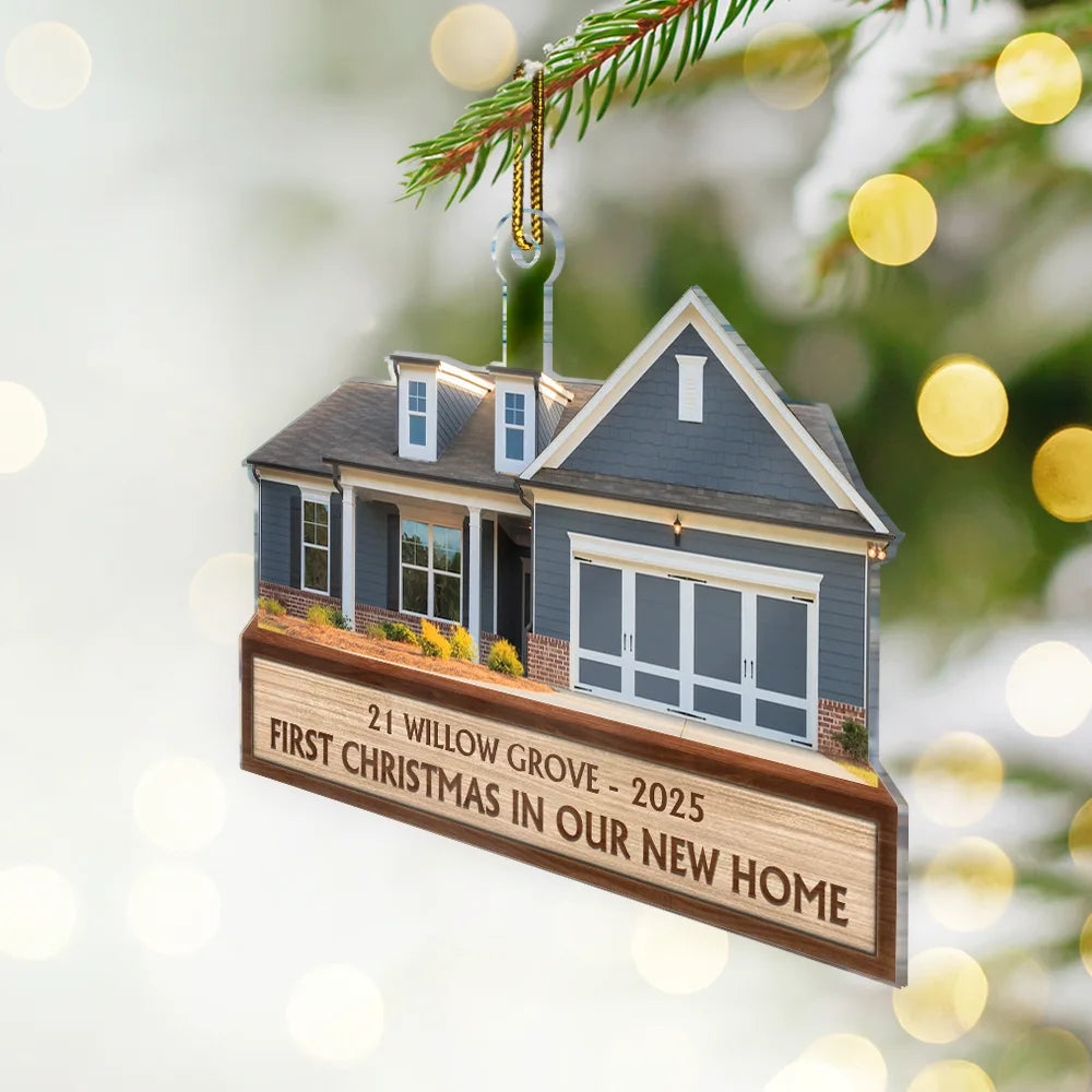 Cutout Photo First Christmas In Our New House - Personalized Acrylic Ornament