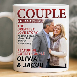 Personalized Photo Magazine Couple Mug Gifts For Husband And Wife, Him And Her - Love Grows Louder With You