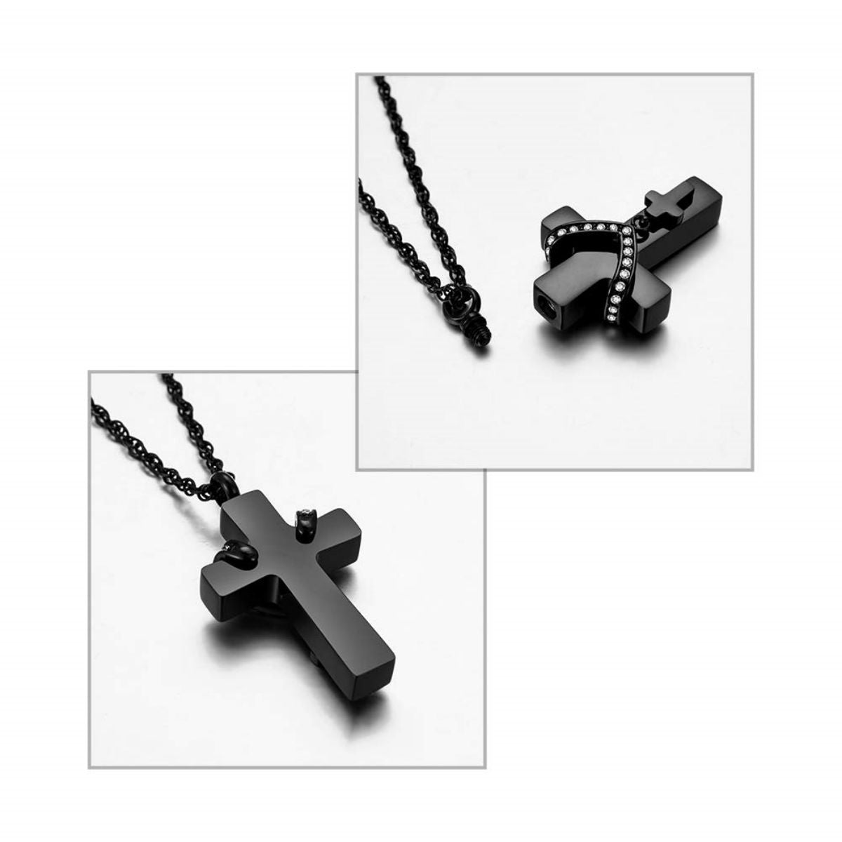 Eternal Embrace Memorial Black Urn Necklace