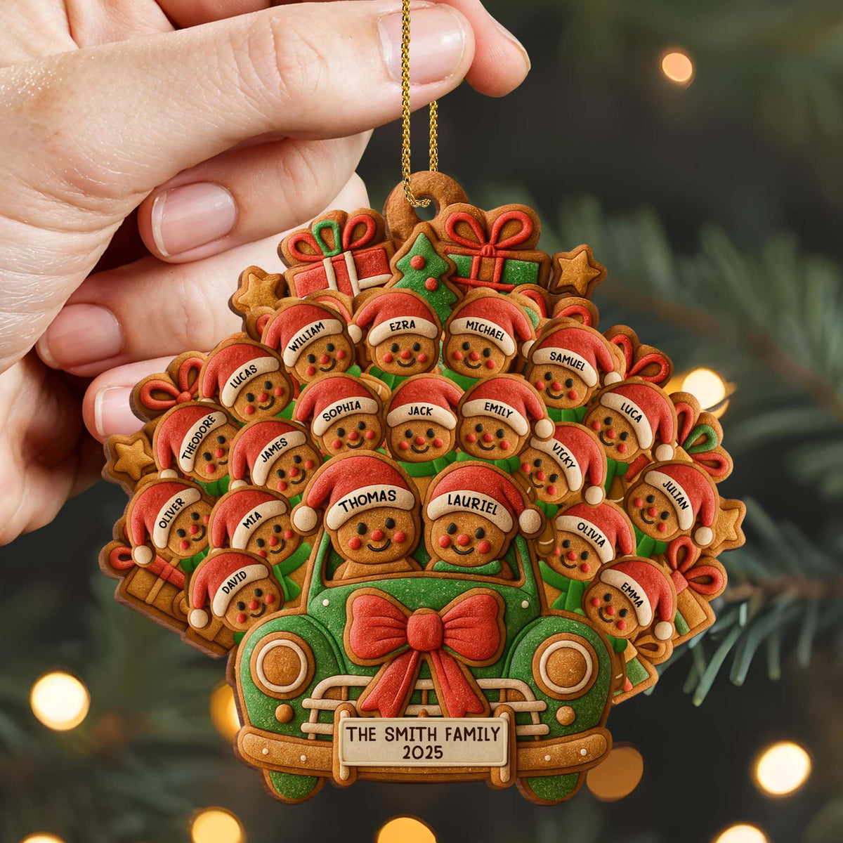 Celebrate Your Family's Holiday With Custom Van And Bears Ornament, Personalized Wood Ornament