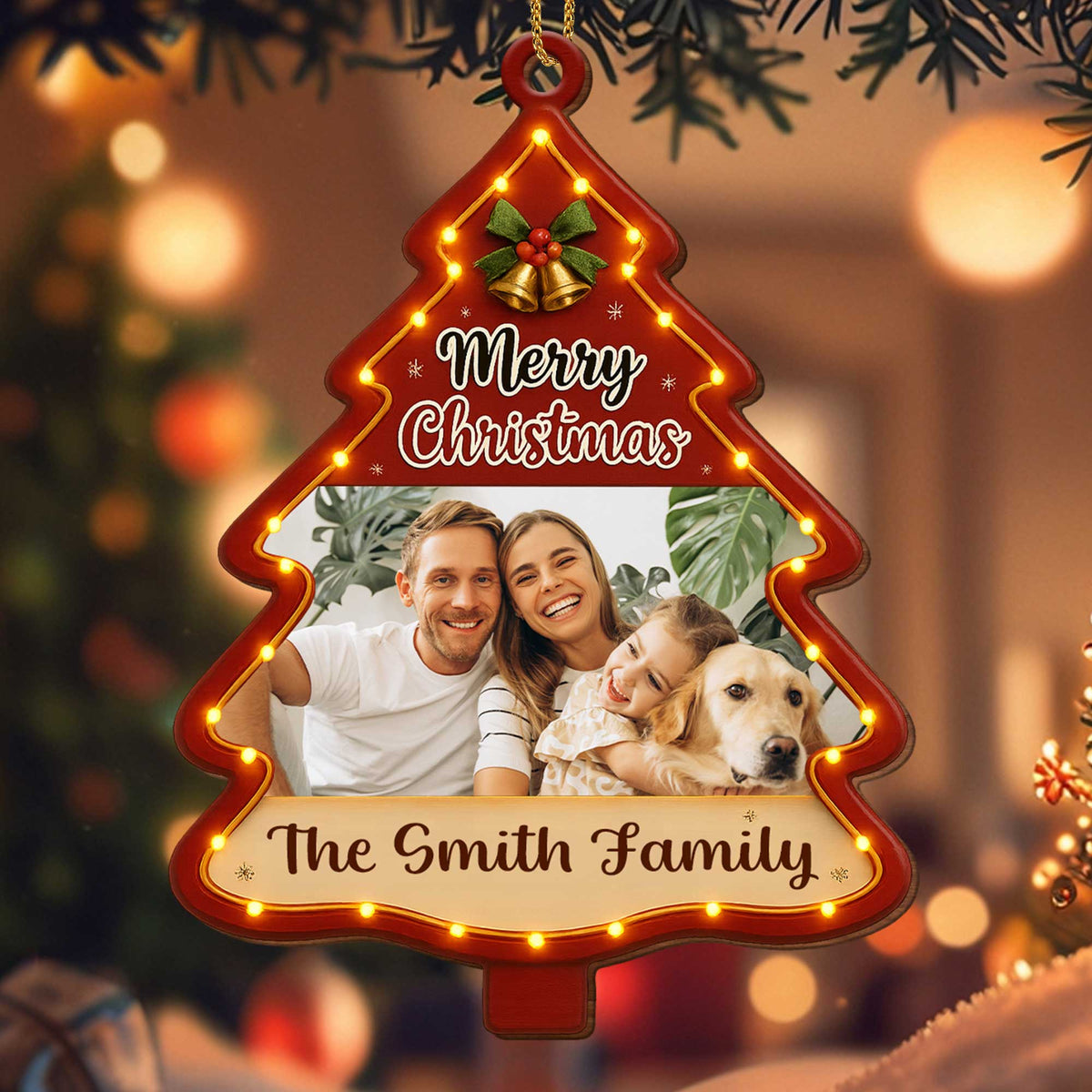 Merry Christmas Personalized Tree Wood Ornament