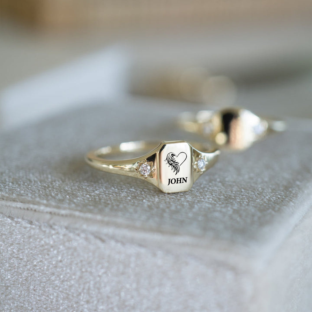 I'm A Mother To A Son With Wings - Engraved Name Personalized Ring