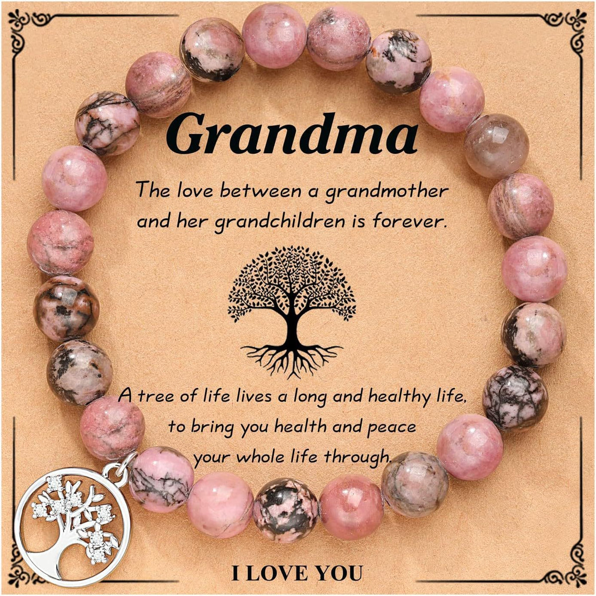 Hand Woven Bracelet With Gift Card, Healing Crystal Bracelet Mother's Day Gift