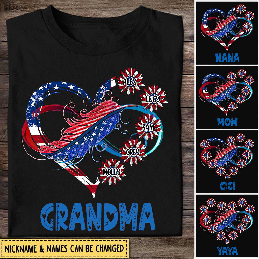 Personalized Independence Day Custom Names Family Infinitive Love July 4th Gift T-Shirt