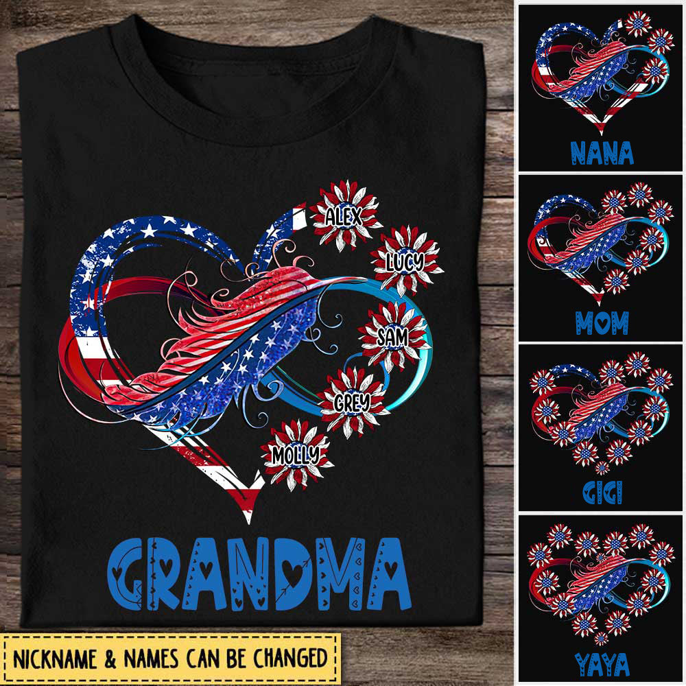 Personalized Independence Day Custom Names Family Infinitive Love July 4th Gift T-Shirt