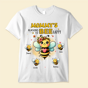 Grandma's Reasons To Bee Happy Personalized Pure Cotton T-Shirt