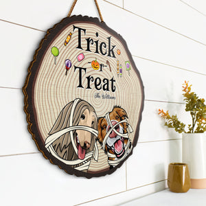 Halloween Trick Or Treat Personalized Dogs Wood Door Sign, Backyard SignHome Decor Gift For Dog Lovers