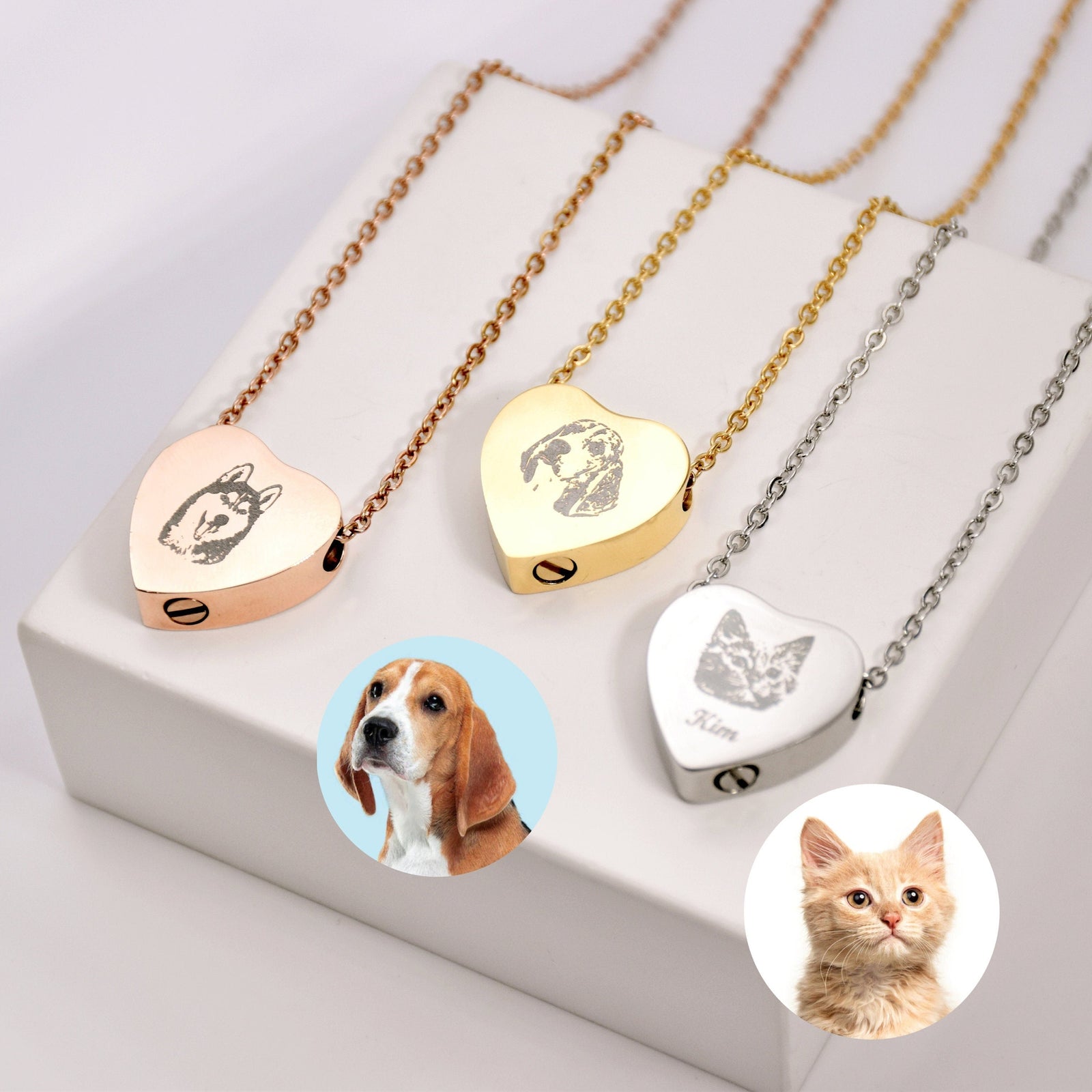 Heart Urn Pet Loss • Pet Urn Necklace Cremation Jewelry Personalized Memorial Gift For Pet Lovers
