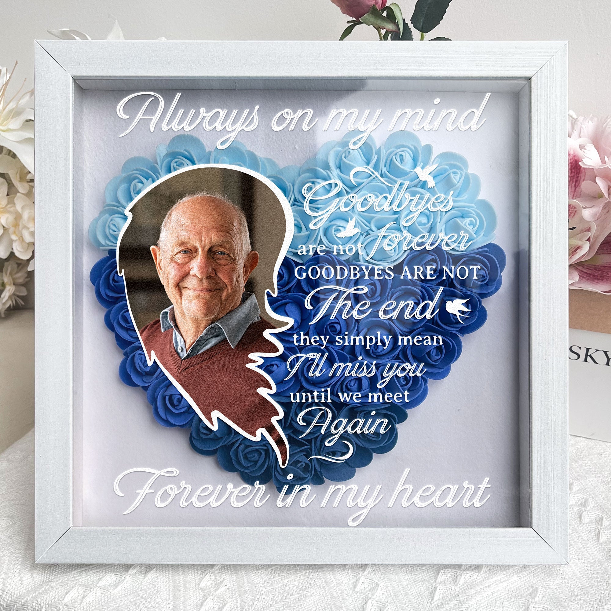 Personalized I'll Miss You Until We Meet Again Flower Shadow Box