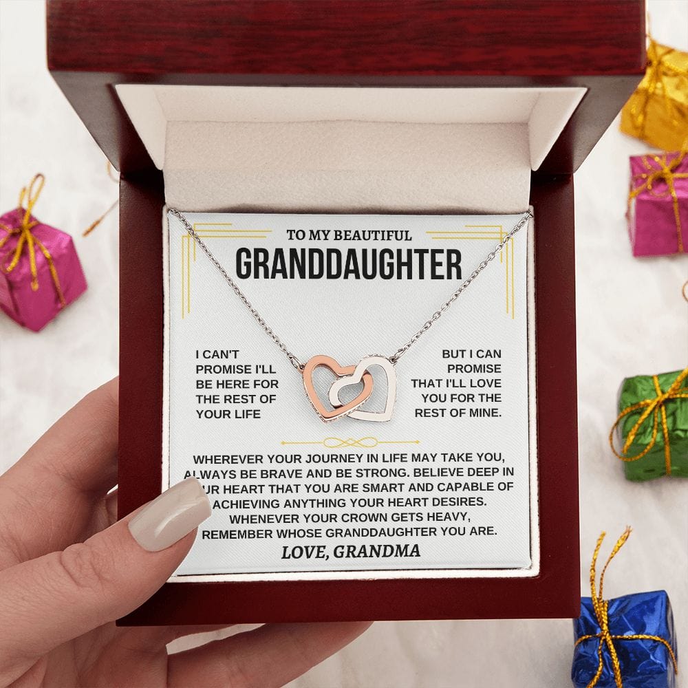 To My Beautiful Granddaughter - Intertwined Hearts Keepsake Necklace