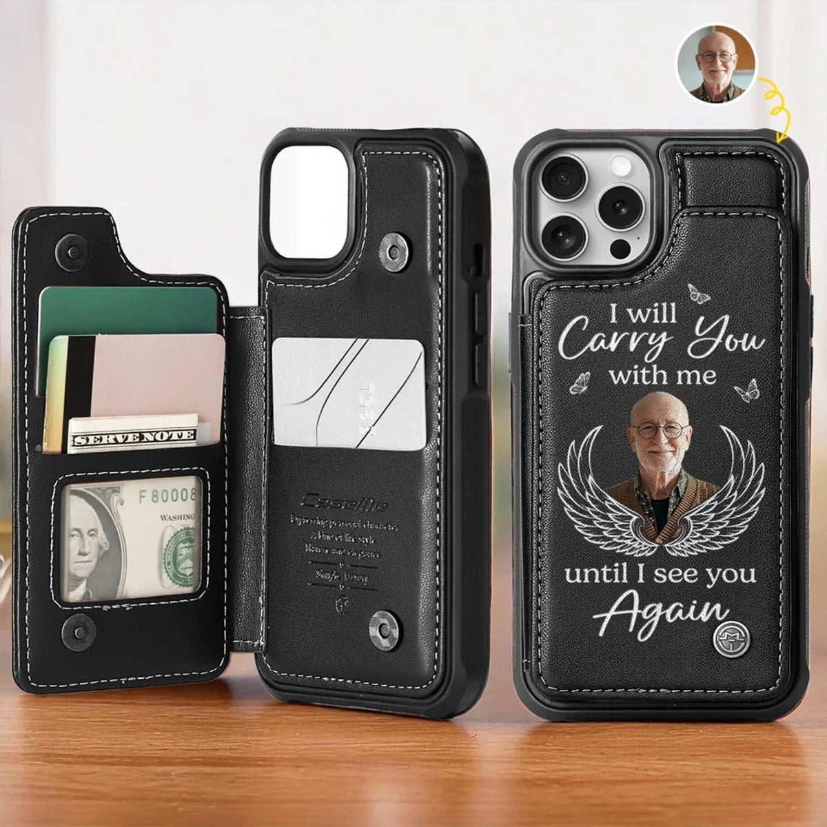 I’ll See You In My Dreams Until Then - Memorial Personalized Leather Flip Wallet Phone Case