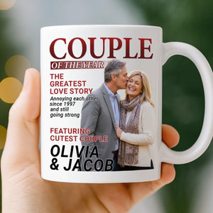 Personalized Photo Magazine Couple Mug Gifts For Husband And Wife, Him And Her - Love Grows Louder With You