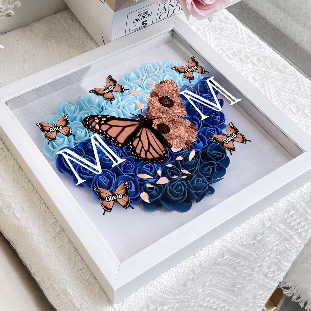 Personalized Mom Butterfly Flower Shadow Box
