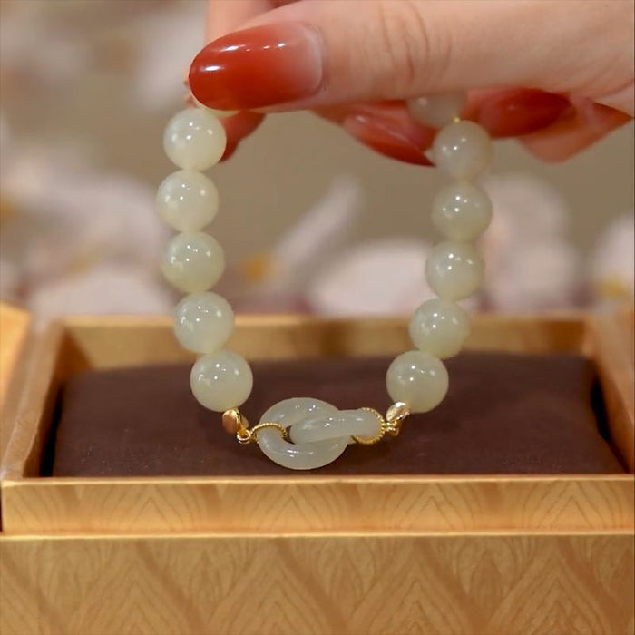 Accompany • Emerald Jade Stone Safe Buckle, Heart Buckle Bracelet