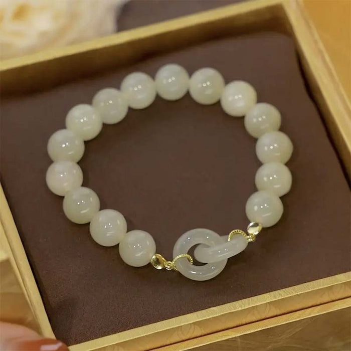 Accompany • Emerald Jade Stone Safe Buckle, Heart Buckle Bracelet