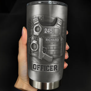 Honor Your Dedication, Police Badge Handcuffs Gun, Personalized Tumbler, Gift For Law Enforcement Officers