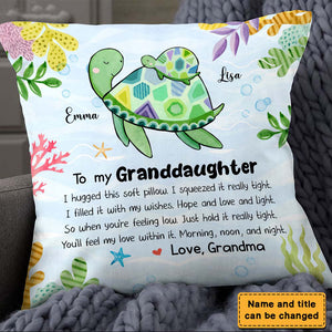 Personalized Gift For Granddaughter Turtle Hug This Pillow