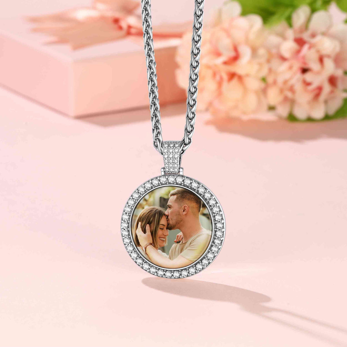 Special Day Personalized Calendar Photo Necklace With Cubic Zirconia