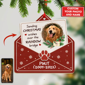 Sending Christmas Wishes Over The Rainbow Bridge Christmas Gift For Dog Lovers Personalized Acrylic Ornament