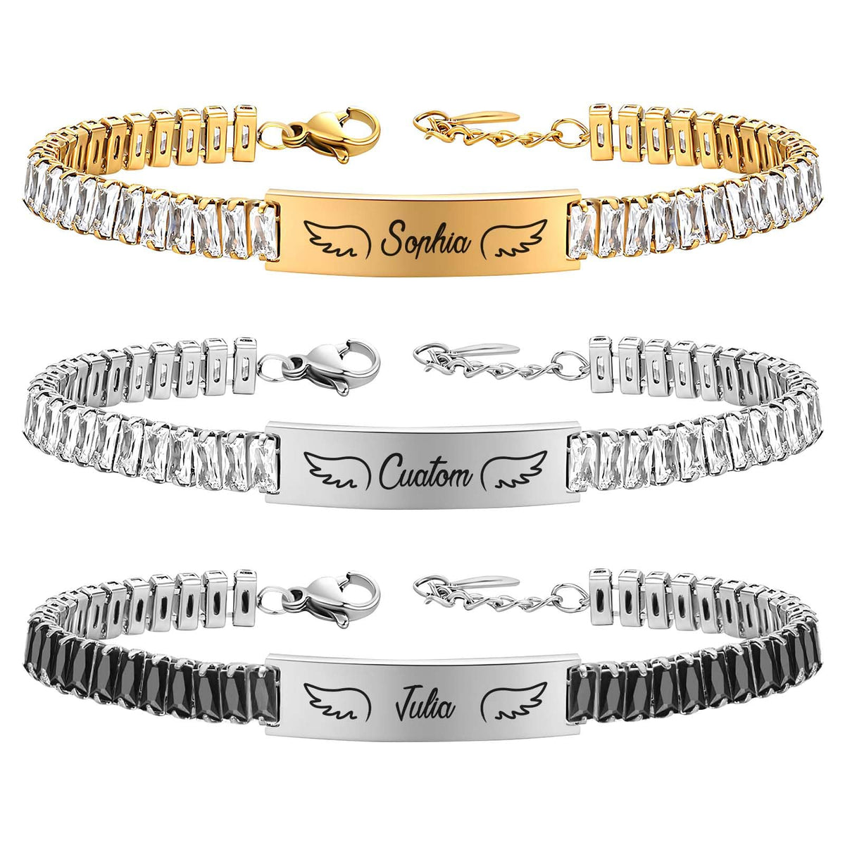 Custom Bracelets With Wings Personalized Memorial Jewelry