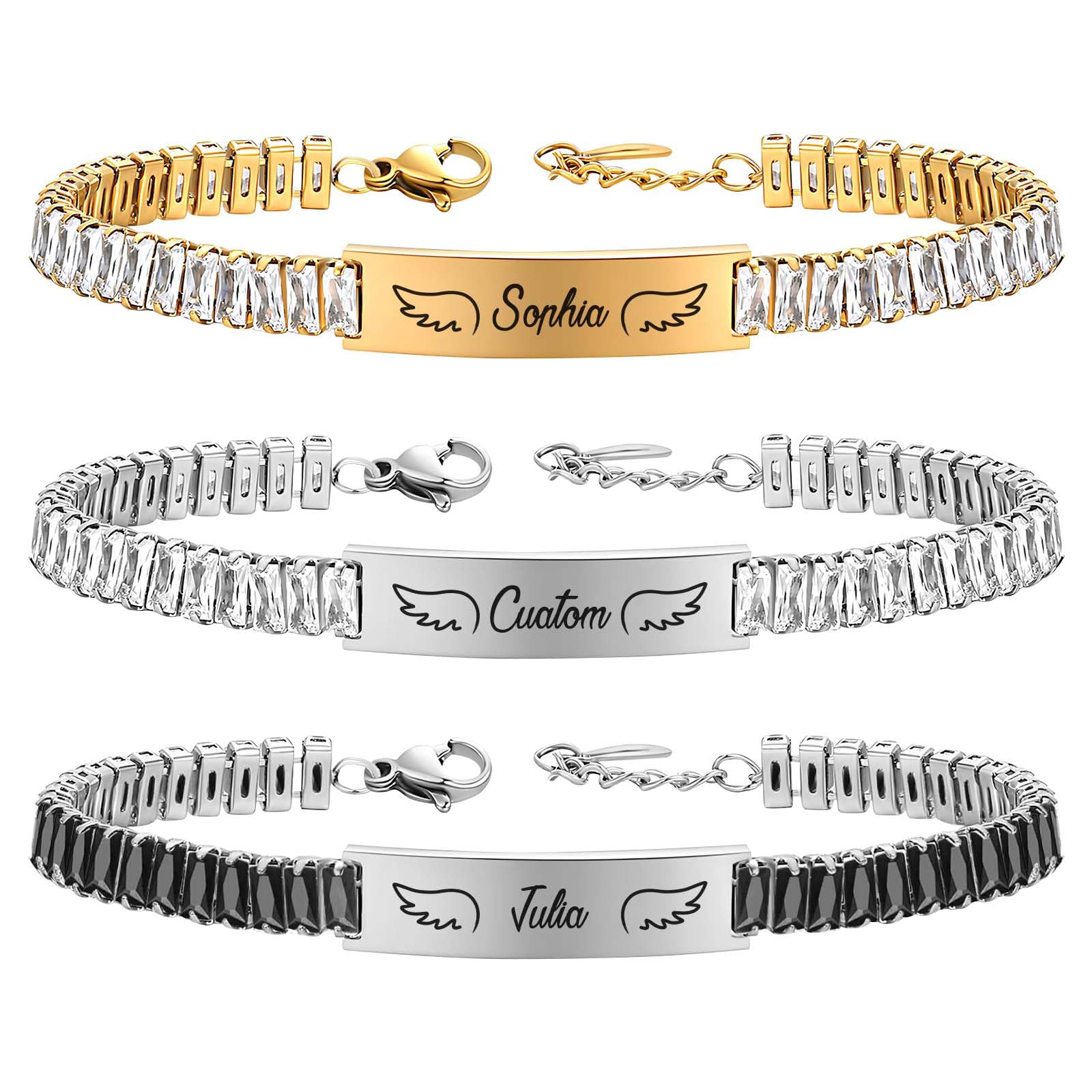 Custom Bracelets With Wings Personalized Memorial Jewelry