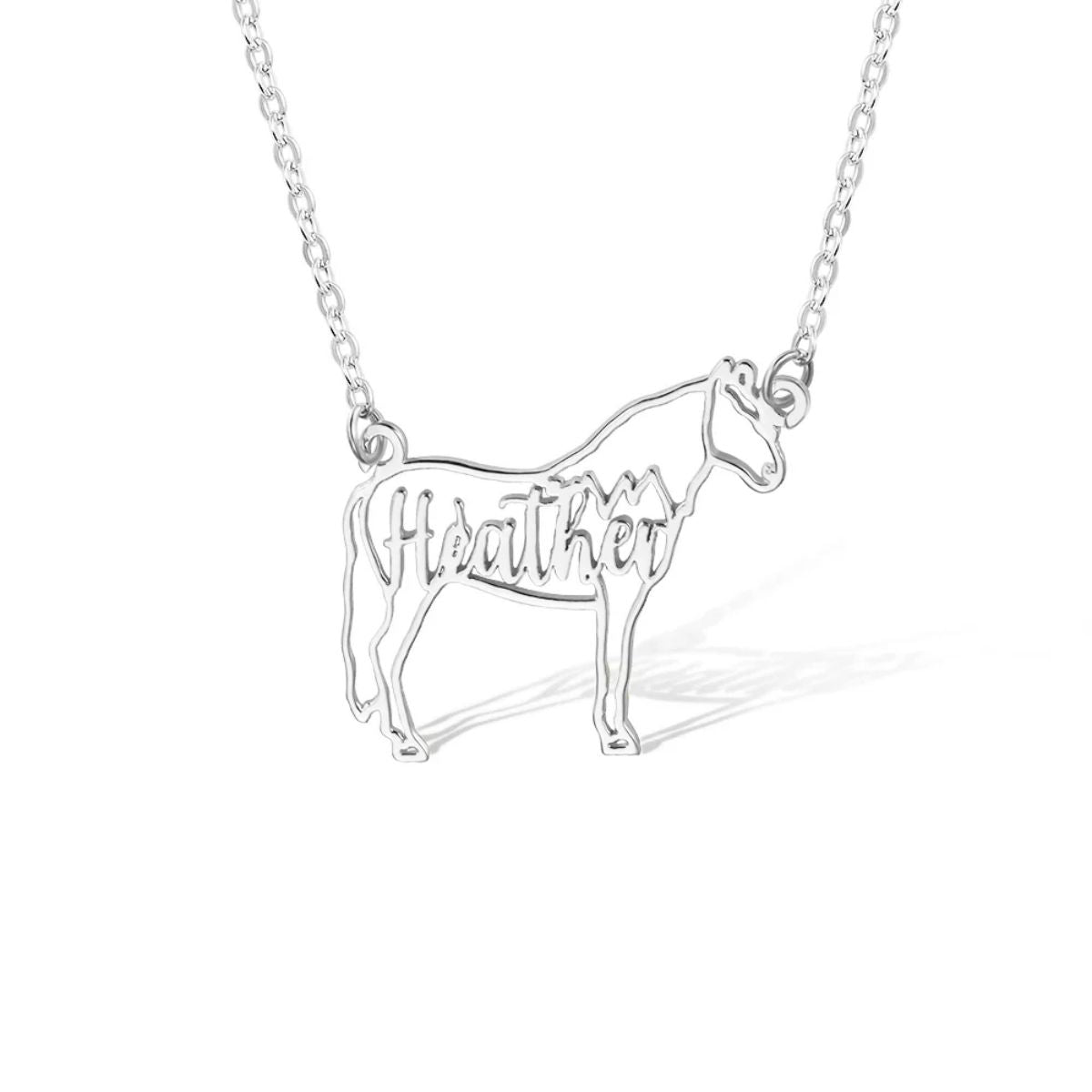 Personalized Horse Silhouette Necklace with Name Gift for Horse Lovers