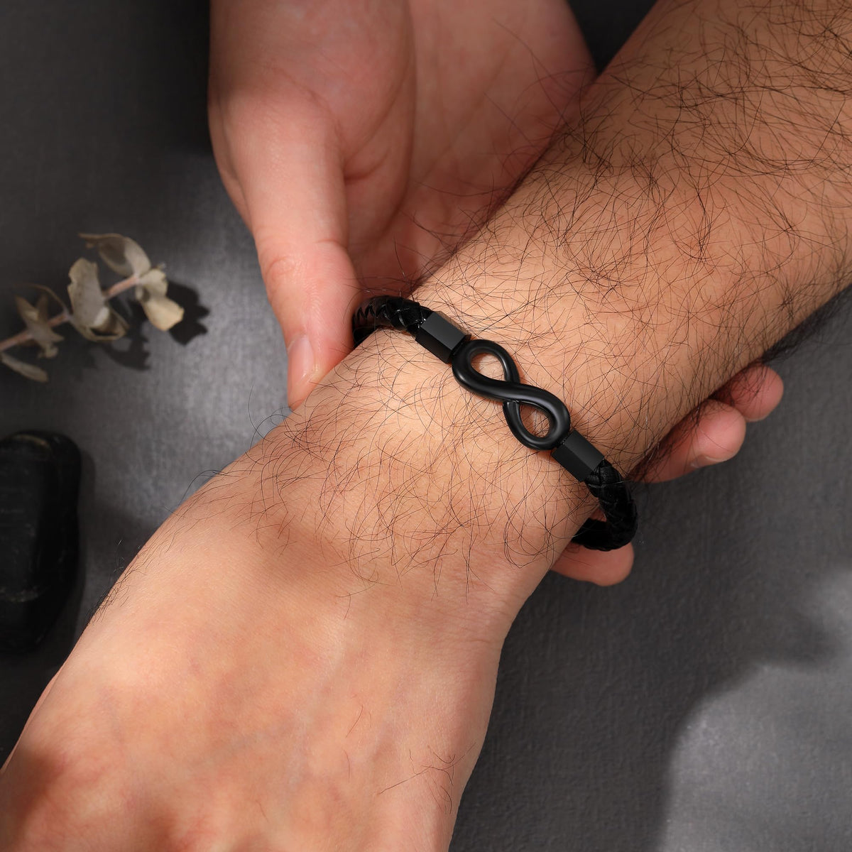 To My DAD-Personalized Dual Name Infinity Leather Bracelet