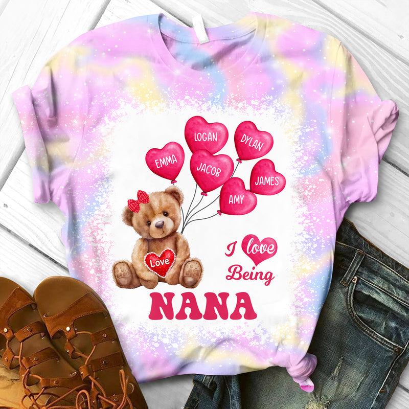 I Love Being Grandma Bear With Balloon Kids Personalized 3D T-shirt