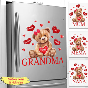 Personalized Grandma Bear With Heart Kids Decal