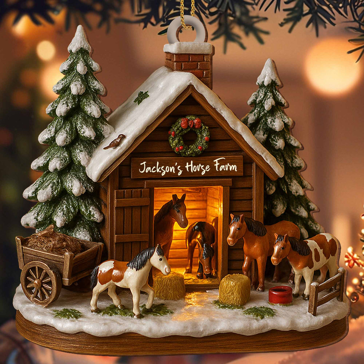 Customize Your Own Charming Horse Farm Ornament Personalized Wood Ornament Gift For Horse Lovers