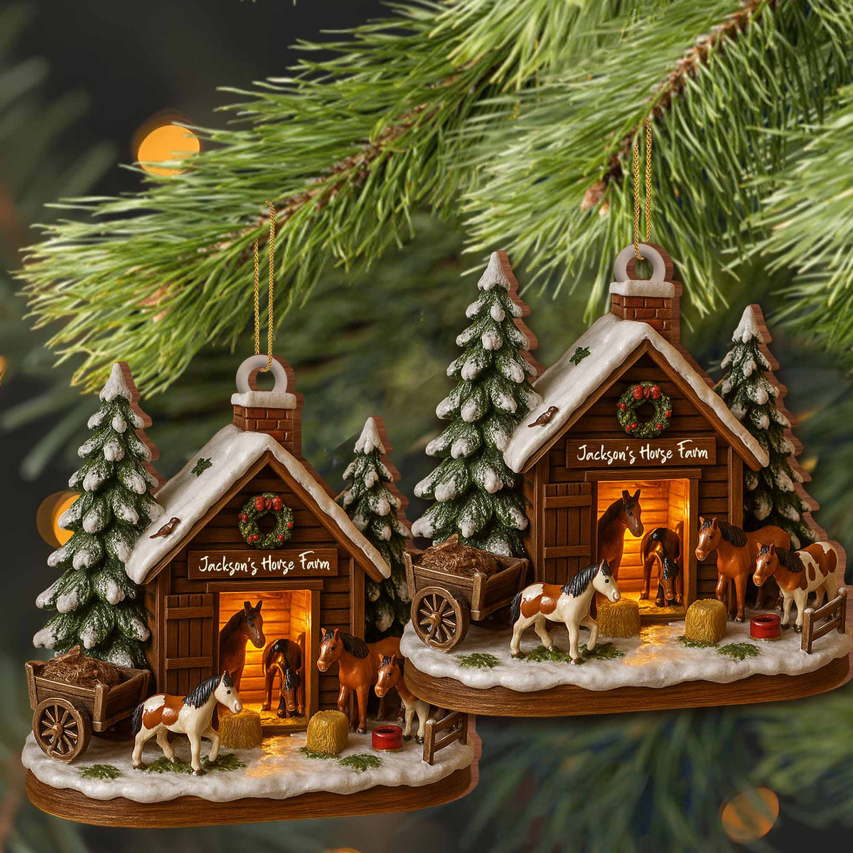 Customize Your Own Charming Horse Farm Ornament Personalized Wood Ornament Gift For Horse Lovers