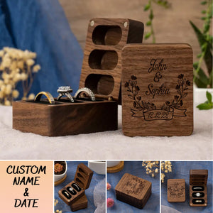 Personalized Wooden Ring Box Gift For Couples