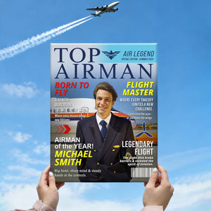 Personalized Airman Magazine Cover, Unique Gift for Pilots and Veterans, Airman Dad Gift, Custom Air Force Gift
