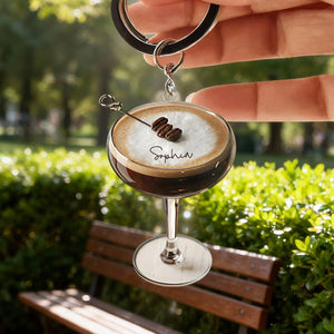 Personalized Espresso Martini Keychain,Cocktail Lover Gift