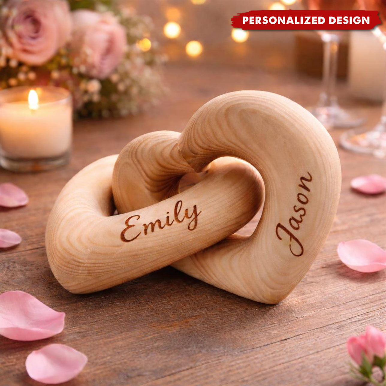 Custom Names Personalized Infinity Heart Sculpture, Romantic Couple Keepsake, Anniversary Present for Him Her