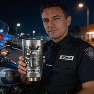 Police Officer, A Protector And Real-Life Superhero, Personalized Stainless Steel Tumbler, Gift For Law Enforcement