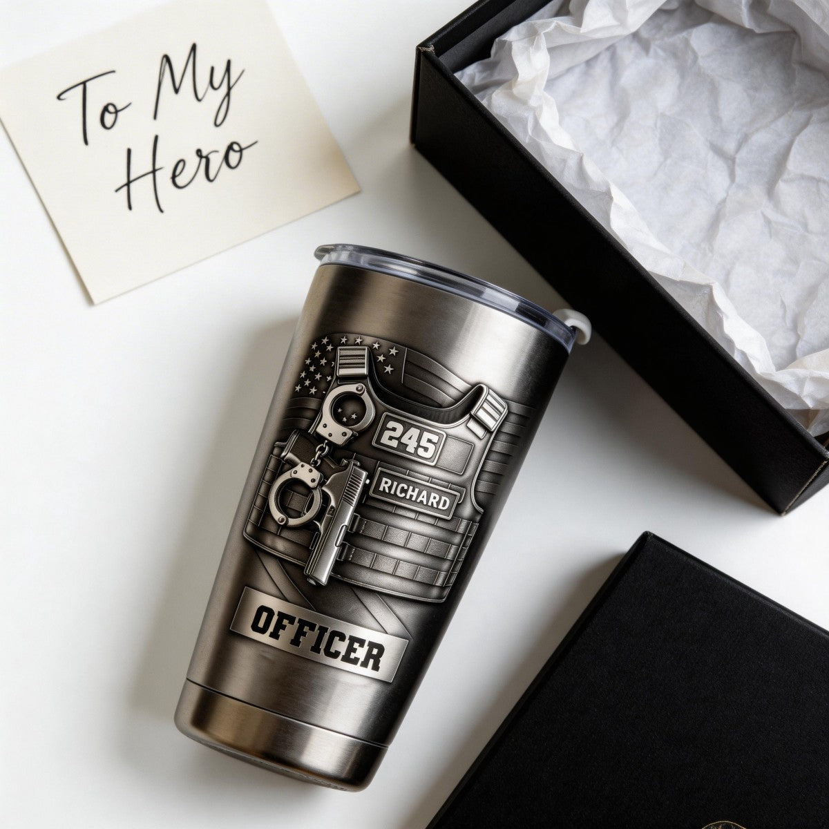 Police Officer, A Protector And Real-Life Superhero, Personalized Stainless Steel Tumbler, Gift For Law Enforcement