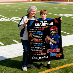 Custom Photo Personalized American Football Blanket Gift for American Football Player
